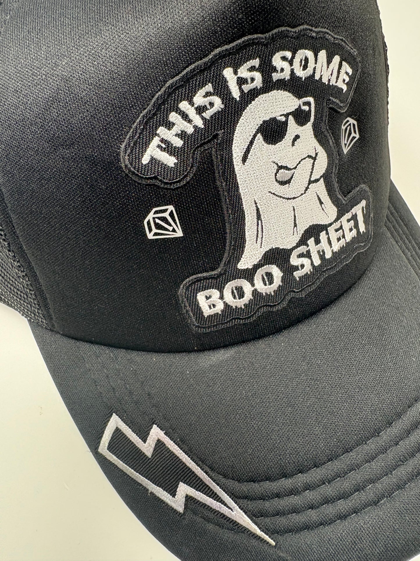 Boo sheet trucker hat