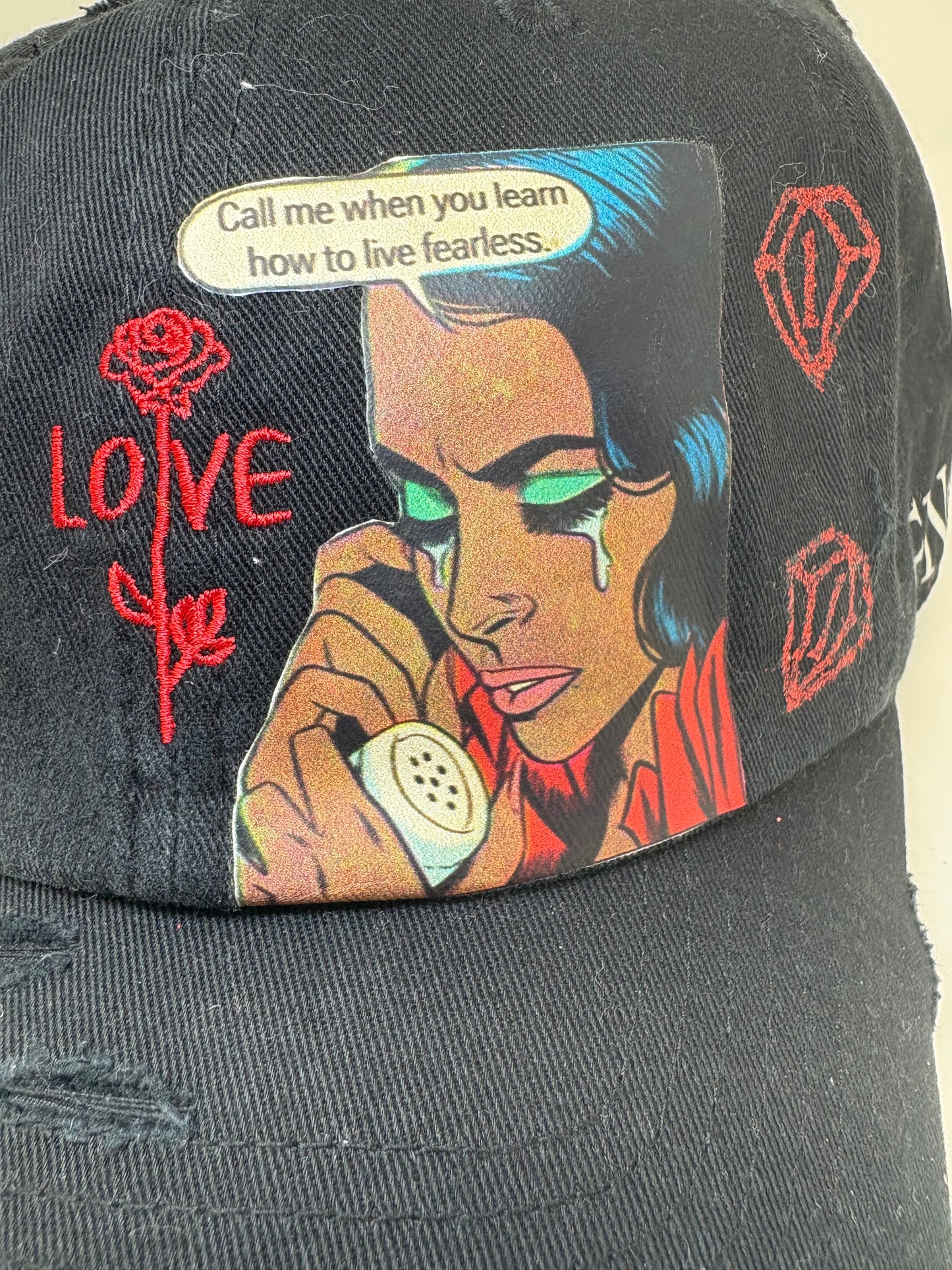 “Call me when…” love edition ( black/ red distressed)