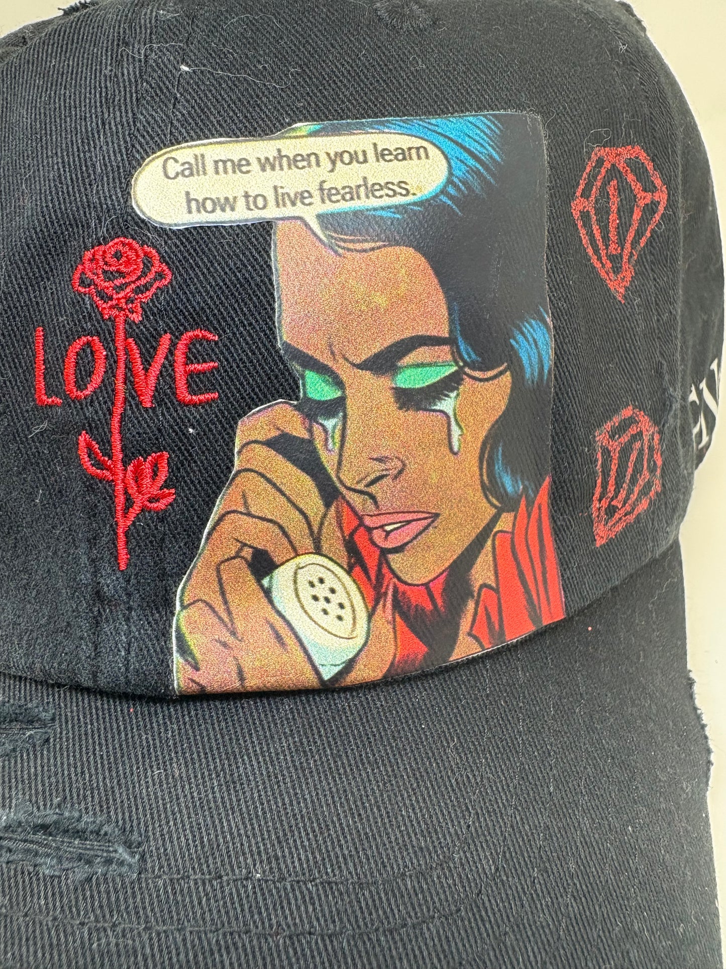 “Call me when…” love edition ( black/ red distressed)