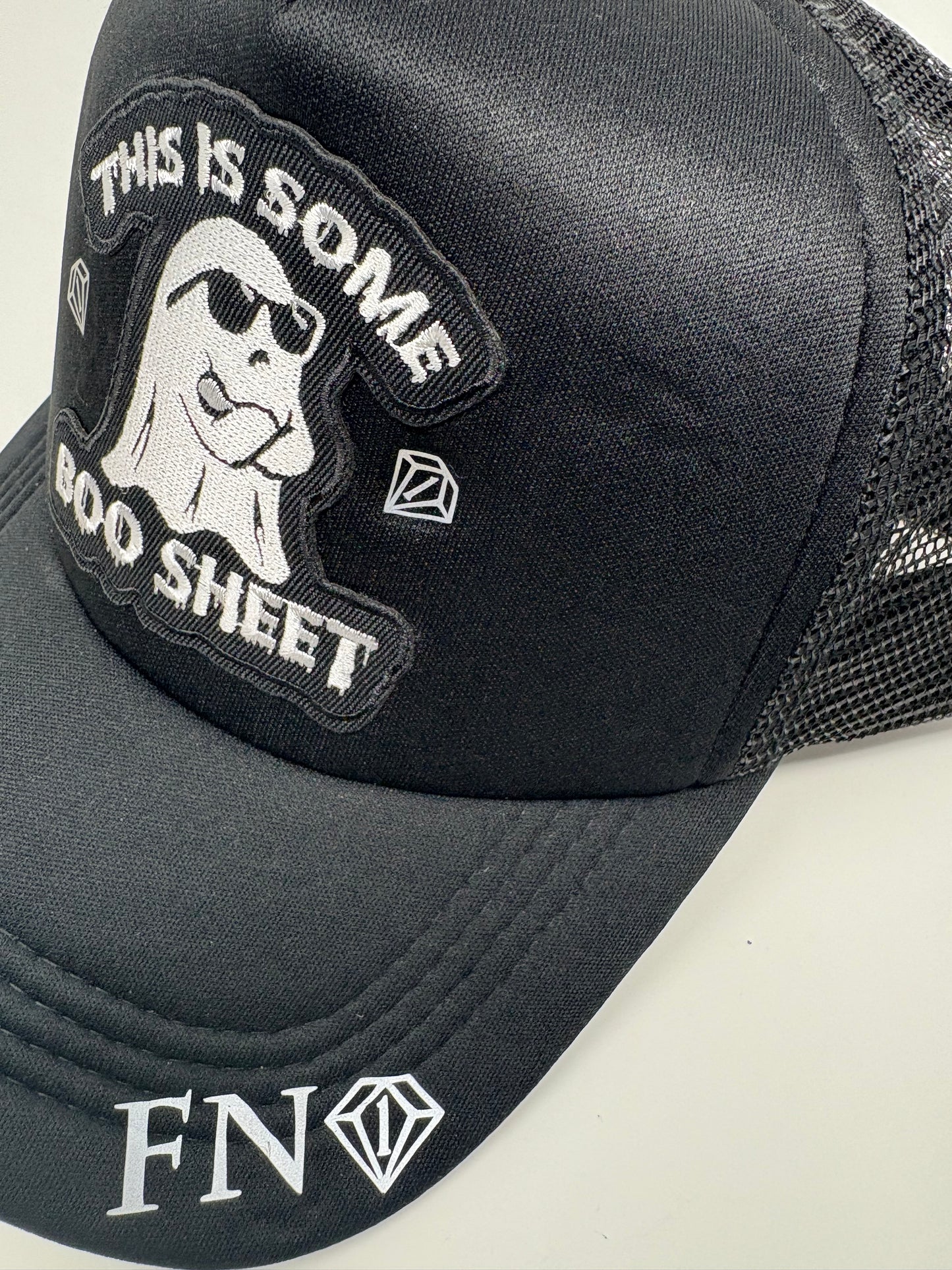Boo sheet trucker hat