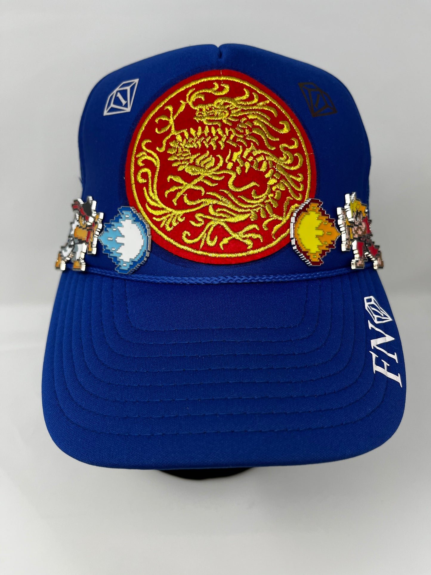 Ryu vs Ken dragon style trucker hat (blue)