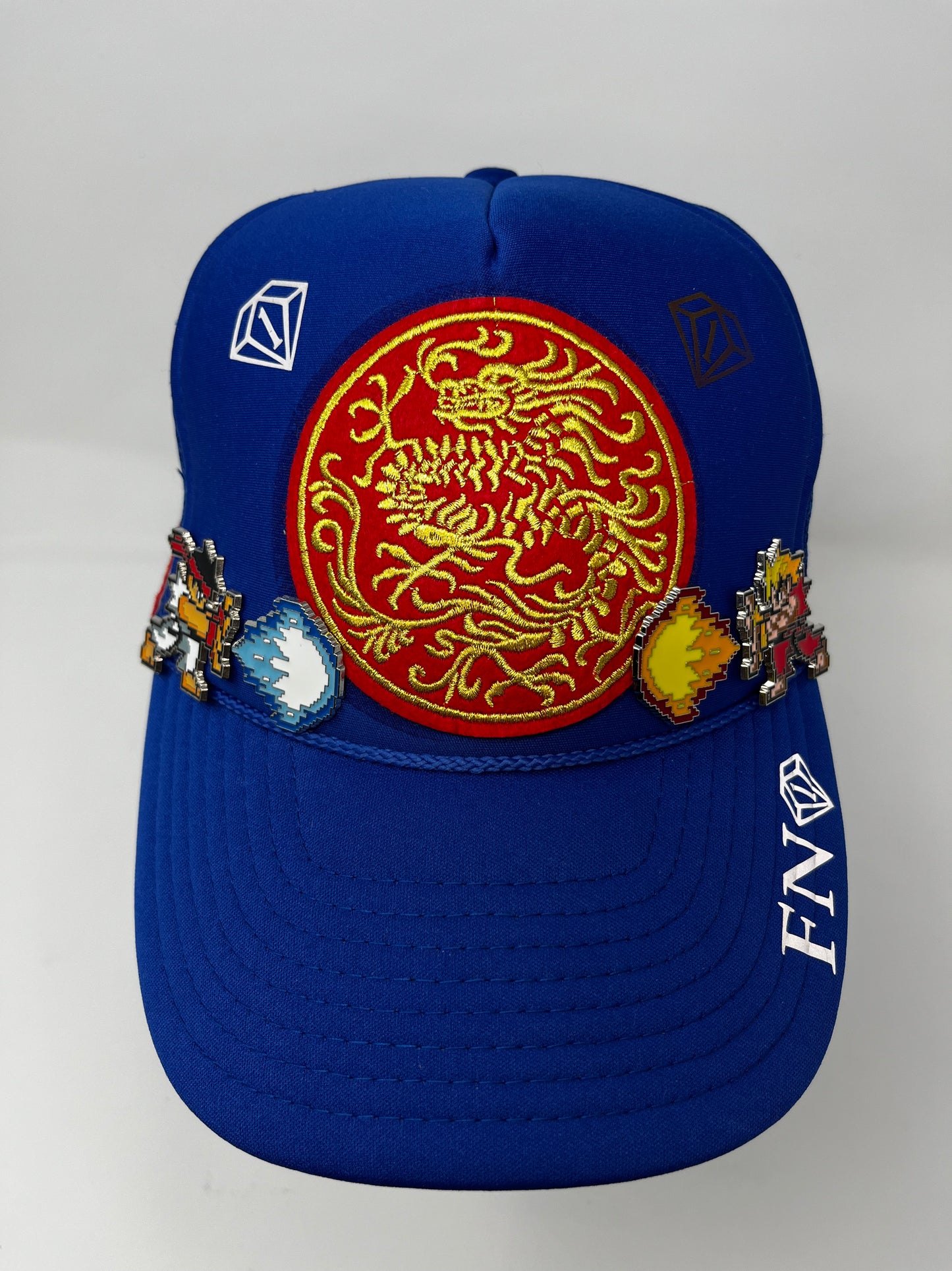 Ryu vs Ken dragon style trucker hat (blue)