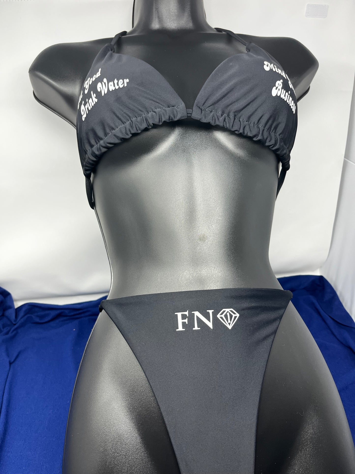 Eat good, drink water & M.Y.B bikini set ( black )