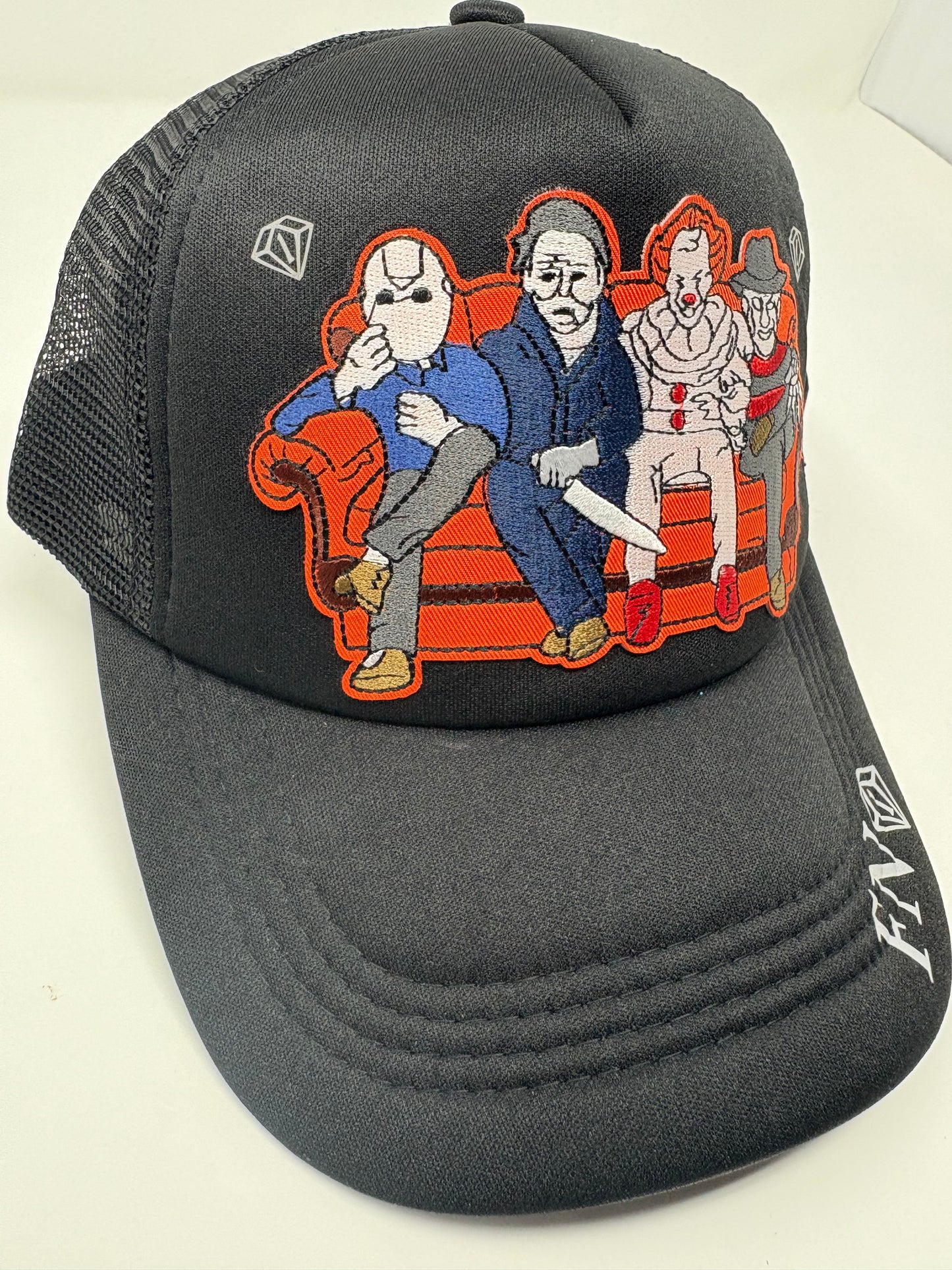 Scary Friends black trucker hat