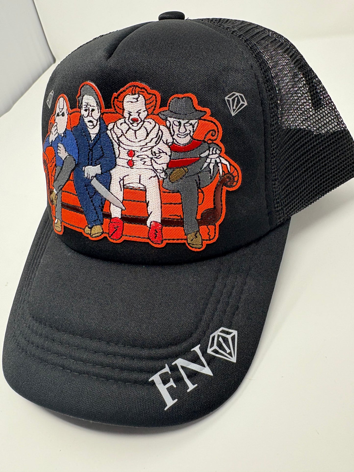 Scary Friends black trucker hat