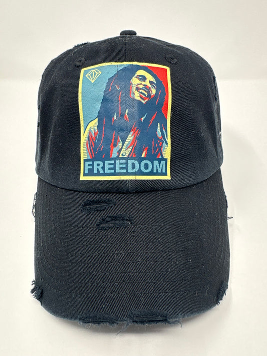 “Free & Fearless” distressed dad hat (BLK)