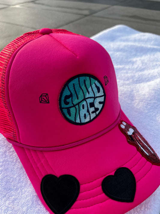 Good vibes SnapBack hat (pink)