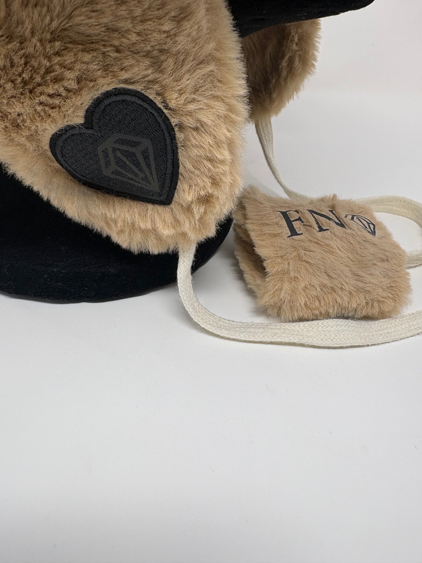 “We got us” cozy plush bucket hat w removable earmuffs (brown)