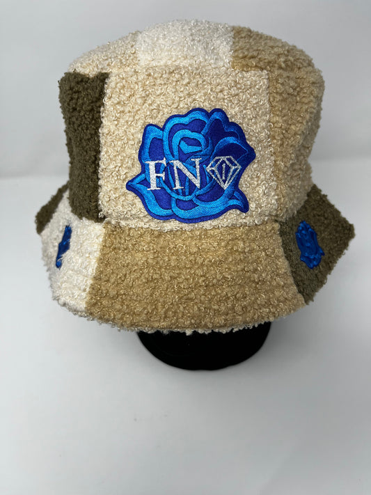 Shades of brown Rose Fur bucket ( blue rose )