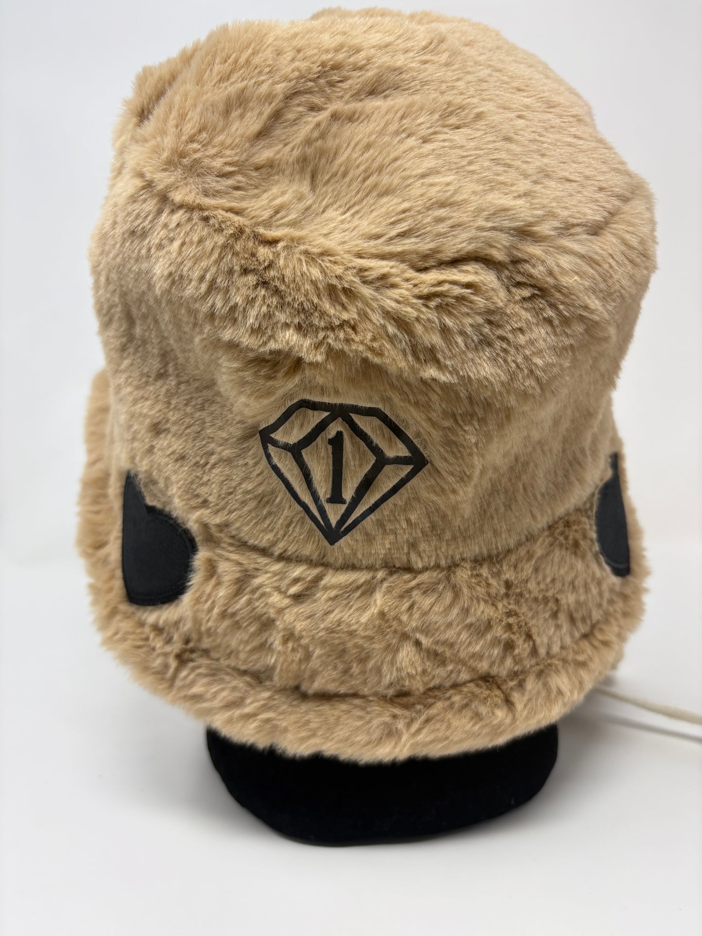 “We got us” cozy plush bucket hat w removable earmuffs (brown)