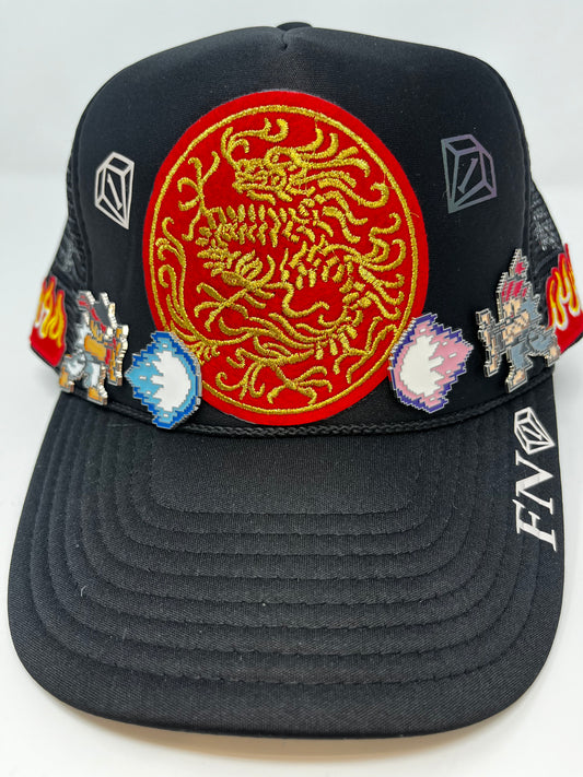 Ryu vs Akuma dragon style trucker hat