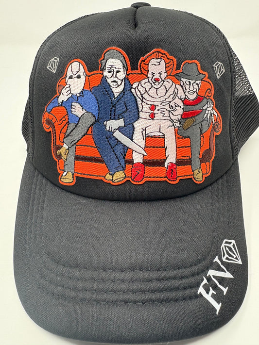 Scary Friends black trucker hat